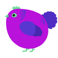 A amethyst and indigo chicken with a neck-band pattern