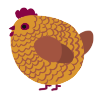 A orange and russet chicken with a lace pattern