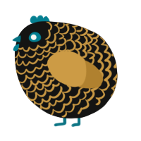 A black and gold chicken with a lace pattern