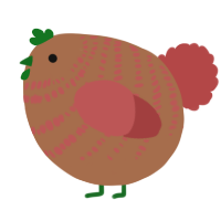 A brown and red chicken with a bar pattern