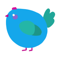 A sky and turquoise chicken
