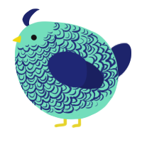 A mint and navy chicken with a double-lace pattern