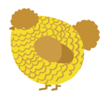 A yellow and gold chicken with a lace pattern