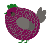 A wine and grey chicken with a lace pattern