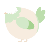 A cream and gluppy chicken with a head pattern