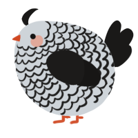 A mist and sable chicken with a lace pattern