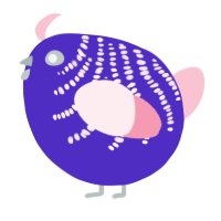 A indigo and rose chicken with a half-bar pattern