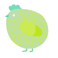 A gluppy and lime chicken with a lace pattern