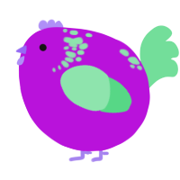 A amethyst and spring chicken with a neck-speckle pattern