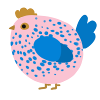 A rose and sapphire chicken with a speckle pattern