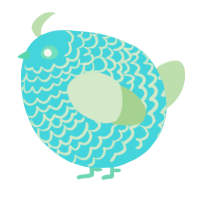 A aqua and gluppy chicken with a lace pattern