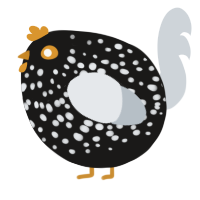 A sable and mist chicken with a speckle pattern