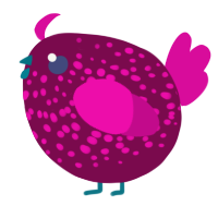 A wine and fuchsia chicken with a speckle pattern