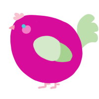 A fuchsia and gluppy chicken