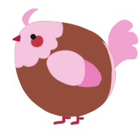 A russet and pink chicken with a head pattern