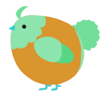 A orange and spring chicken with a head pattern