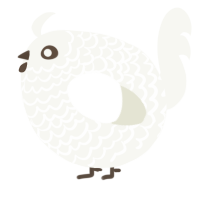 A white chicken with a lace pattern