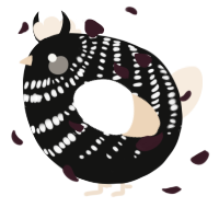 A black and cream chicken with a bar pattern