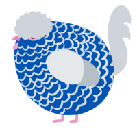 A ultramarine and mist chicken with a lace pattern