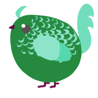 A viridian and mint chicken with a half-lace pattern