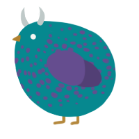 A teal and overcast chicken with a speckle pattern