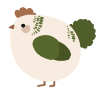 A cream and olive chicken with a neck-band pattern