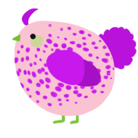 A rose and amethyst chicken with a speckle pattern
