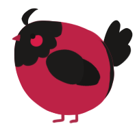 A crimson and sable chicken with a head pattern
