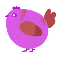 A orchid and red chicken with a neck-band pattern
