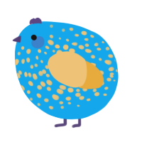 A sky and honey chicken with a speckle pattern