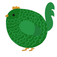 A leaf and viridian chicken with a lace pattern