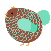 A russet and mint chicken with a lace pattern