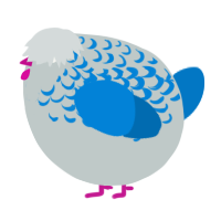 A silver and sapphire chicken with a half-lace pattern