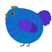 A sapphire and indigo chicken with a bar pattern