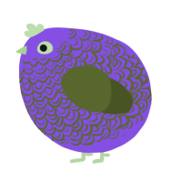 A blurple and olive chicken with a double-lace pattern