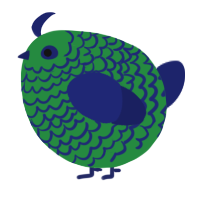 A viridian and navy chicken with a lace pattern