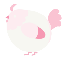 A white and rose chicken with a head pattern