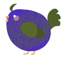 A indigo and olive chicken with a double-lace pattern