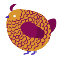 A orange and wine chicken with a lace pattern