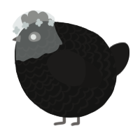 A black and sable chicken with a lace pattern