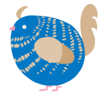 A sapphire and beige chicken with a bar pattern