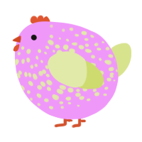 A lavender and lemon chicken with a speckle pattern