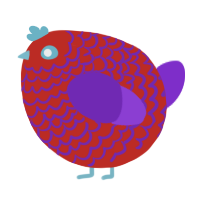 A aqua and grass chicken with a lace pattern