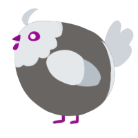 A grey and mist chicken with a head pattern