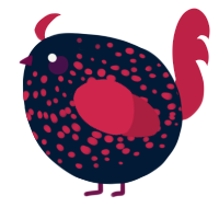 A tumblr and crimson chicken with a speckle pattern