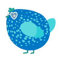 A sapphire and aqua chicken with a speckle pattern