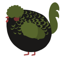A sable and olive chicken with a half-lace pattern