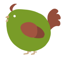 A chartreuse and russet chicken