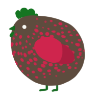 A bark and crimson chicken with a speckle pattern