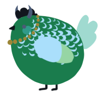A viridian and apple chicken with a half-lace pattern